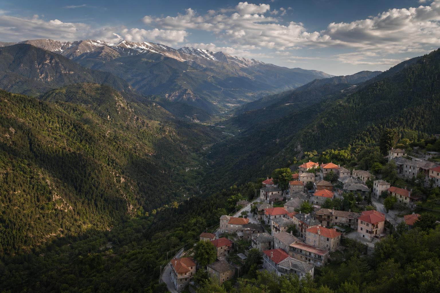Voutyro village in the fir-covered valley above Karpenisi