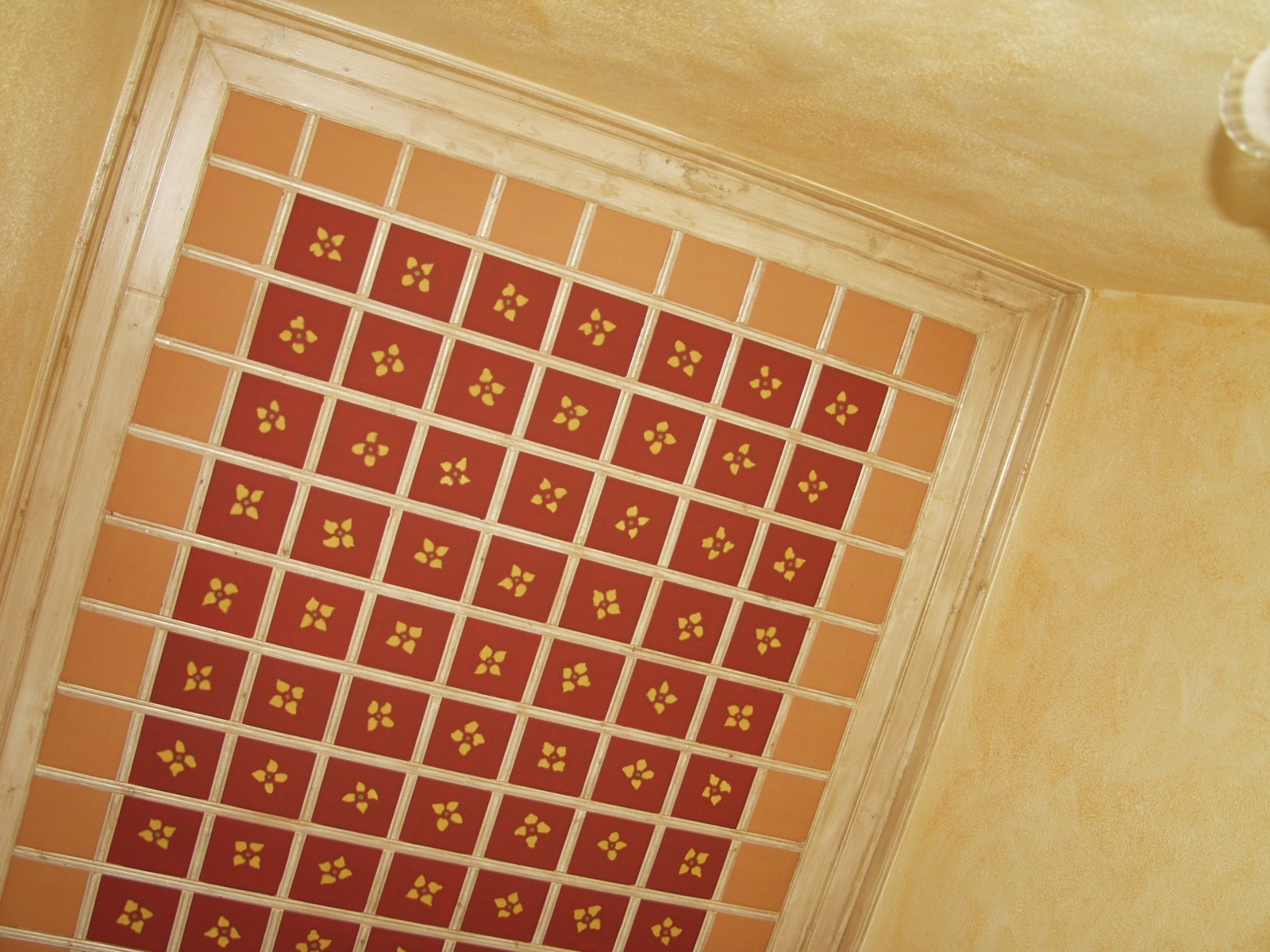 Hand-painted ceramic tile ceiling detail
